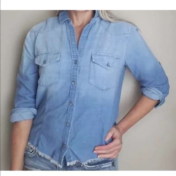 cloth & stone Tops - Cloth & Stone Soft Corduroy Shirt Raw  Hem Size S